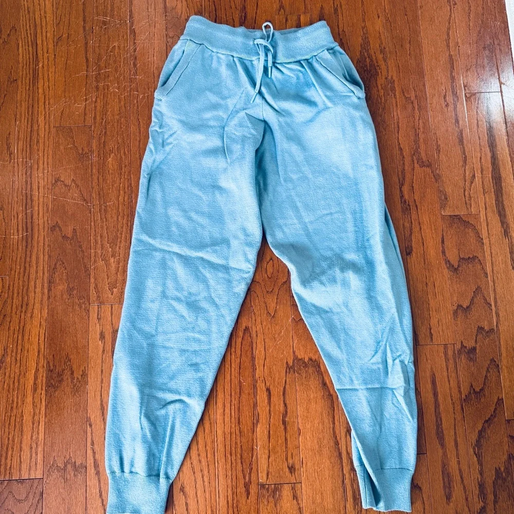 Zara Women’s Light Blue Knit Joggers - Picture 1 of 5